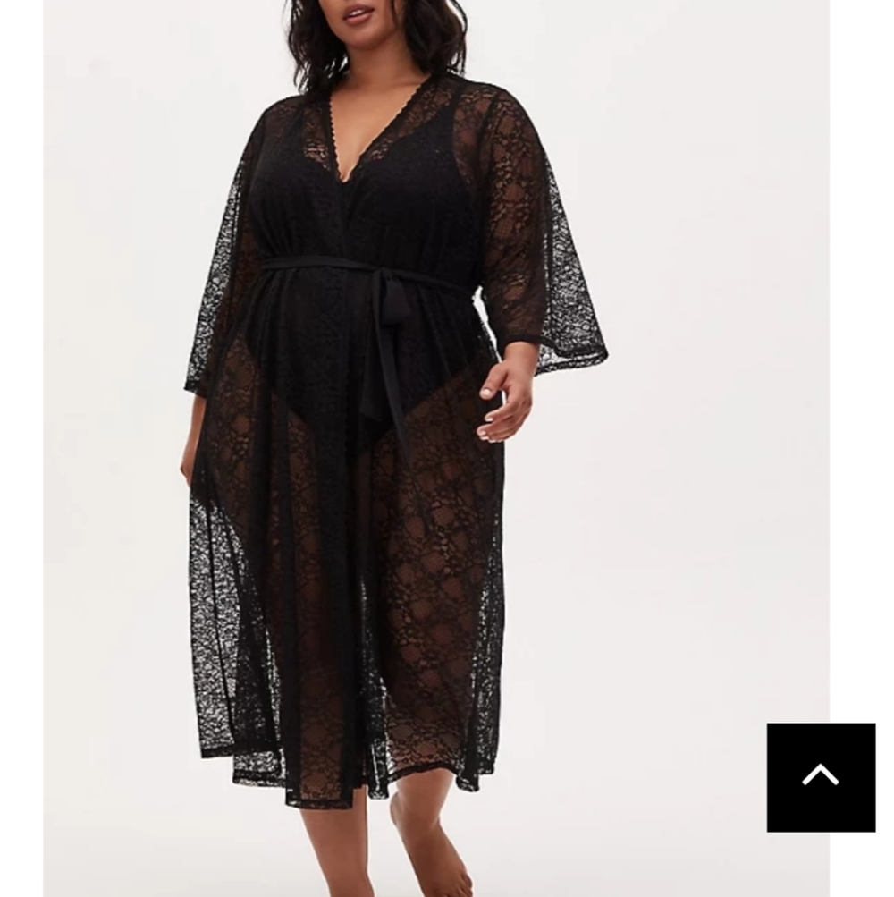 🆕 2X BLACK LACE SELF TIE LONG ROBE